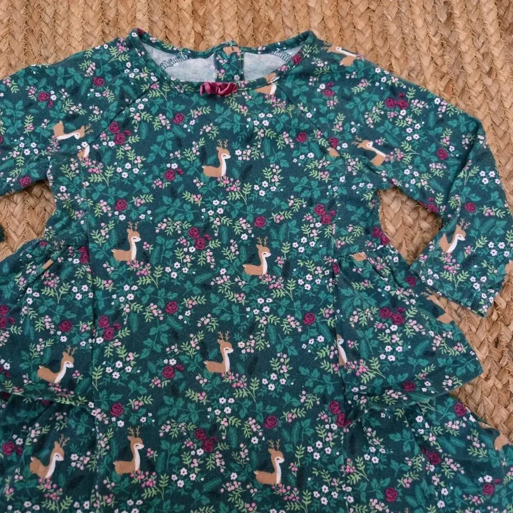 Gymboree Baby Tiered Dress '17‎ Deer Woods Long Sleeves Stretch 12-18mos